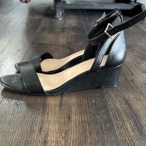Black Ankle-Strap Wedge Sandals - Women